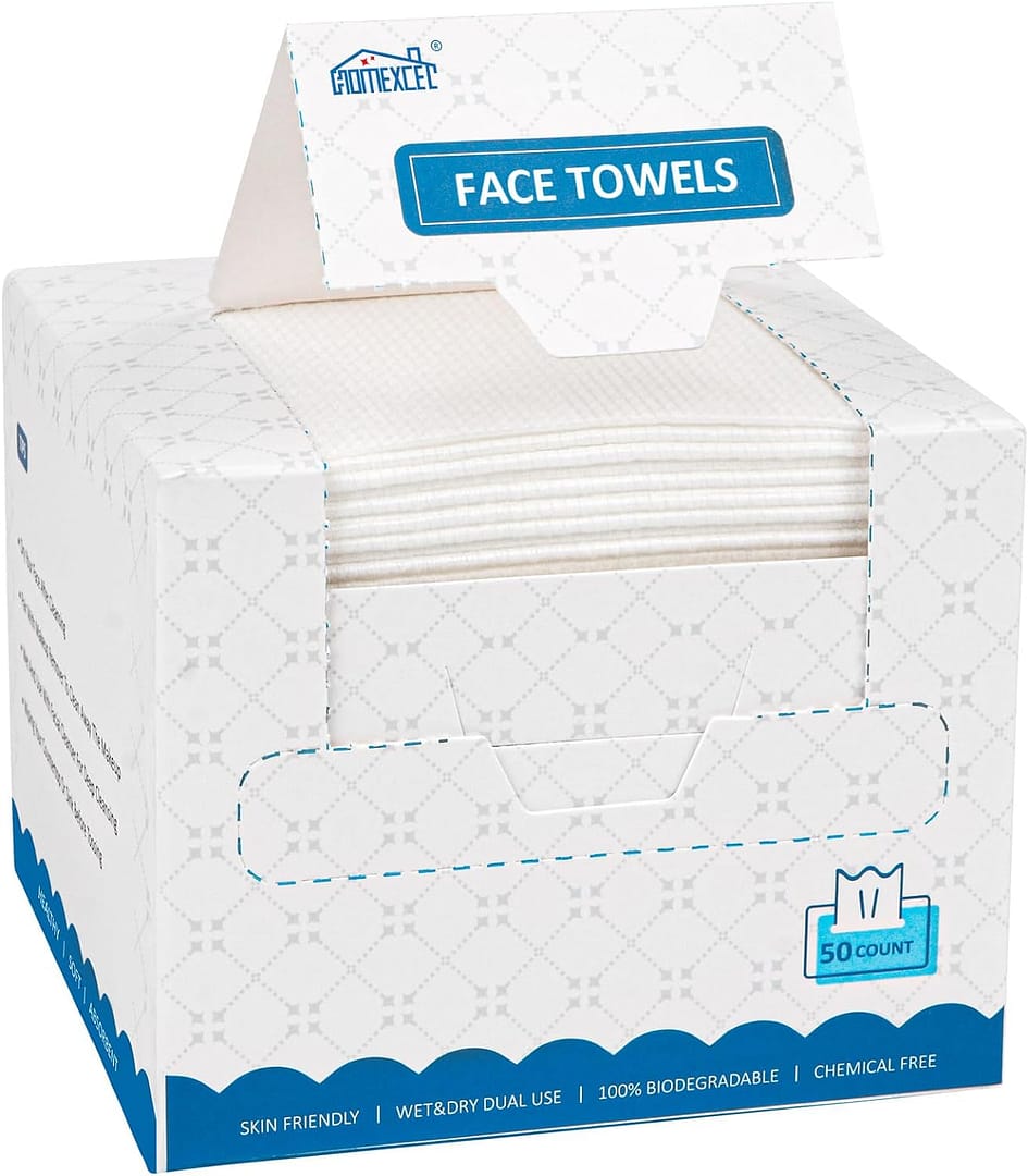 Face Cleaning Towels With Hyaluronic Acid - 50 Count Makeup Remover Dry Wipes For Skincare & Travel