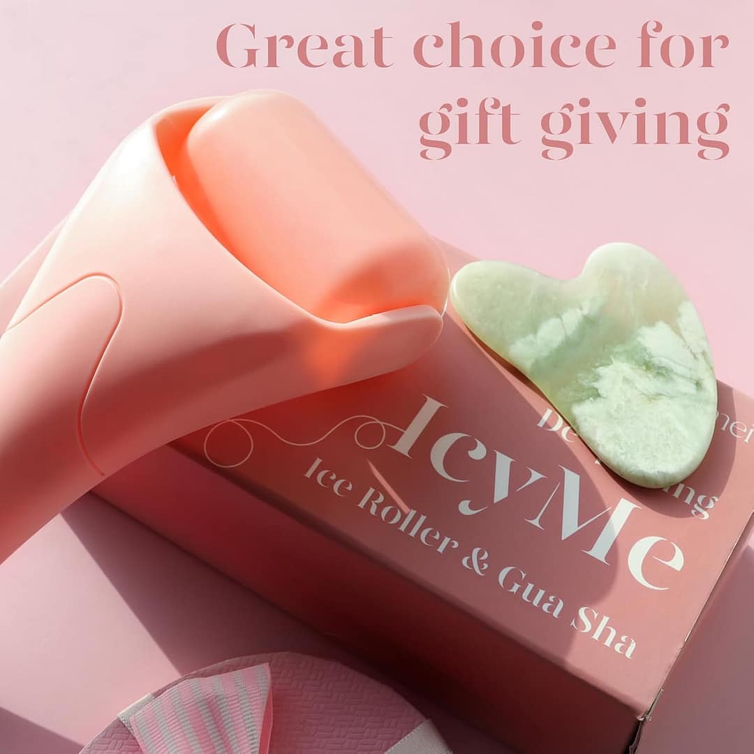 Ice Roller and Gua Sha Stone for Face and Eyes, Reduces Puffiness, Migraine Pain Relief (Pink) 7 Gurayz, Ice Face Roller, gift for men and women