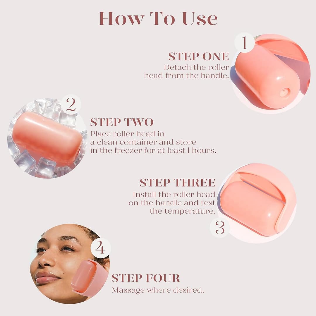 Ice Roller and Gua Sha Stone for Face and Eyes, Reduces Puffiness, Migraine Pain Relief (Pink) 6 Gurayz, Ice Face Roller, gift for men and women