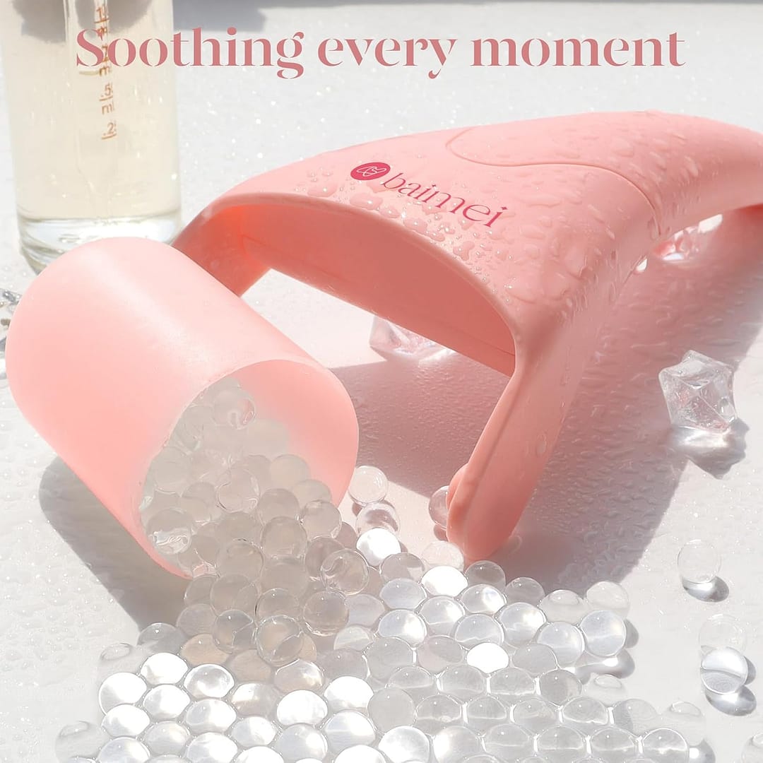 Ice Roller and Gua Sha Stone for Face and Eyes, Reduces Puffiness, Migraine Pain Relief (Pink) 3 Gurayz, Ice Face Roller, gift for men and women