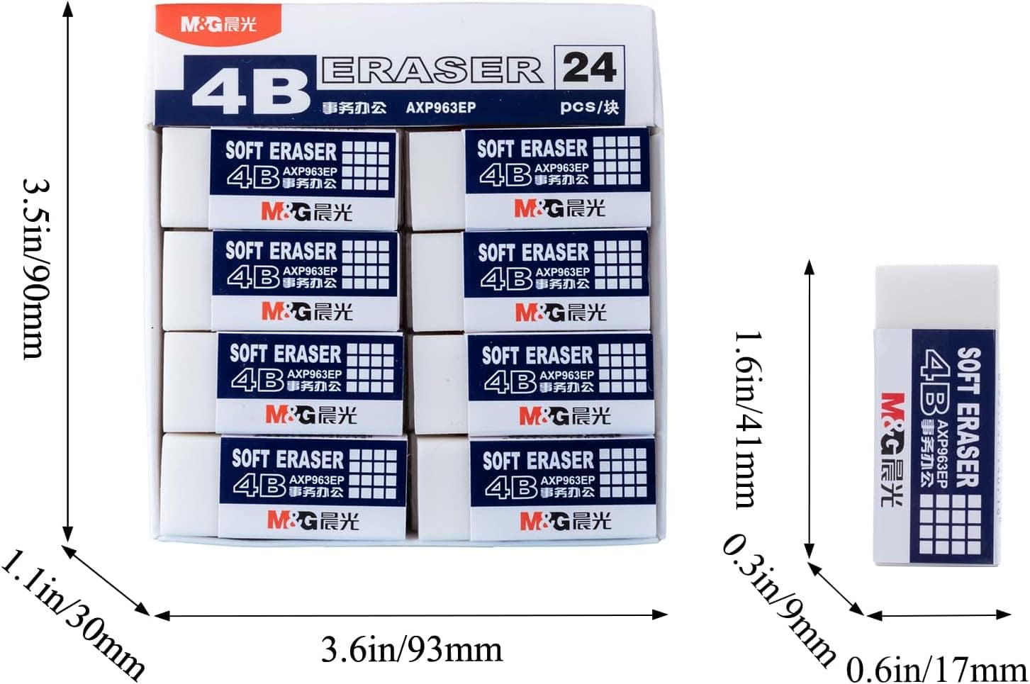 Pack Large Pencil Erasers, 4B Rectangular Erasers for Pencils School Students Office Drawing and Office Products 6 Gurayz, School supplies, Pencil Erasers