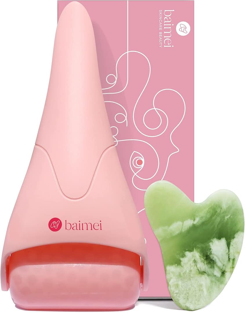 Ice Roller and Gua Sha Stone for Face and Eyes, Reduces Puffiness, Migraine Pain Relief (Pink) 1 Gurayz, Ice Face Roller, gift for men and women
